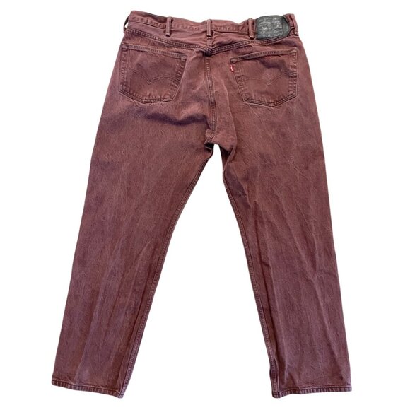 Levis 501 Mens Jeans red wash Denim Button Fly Straight Leg red wash - Picture 5 of 13